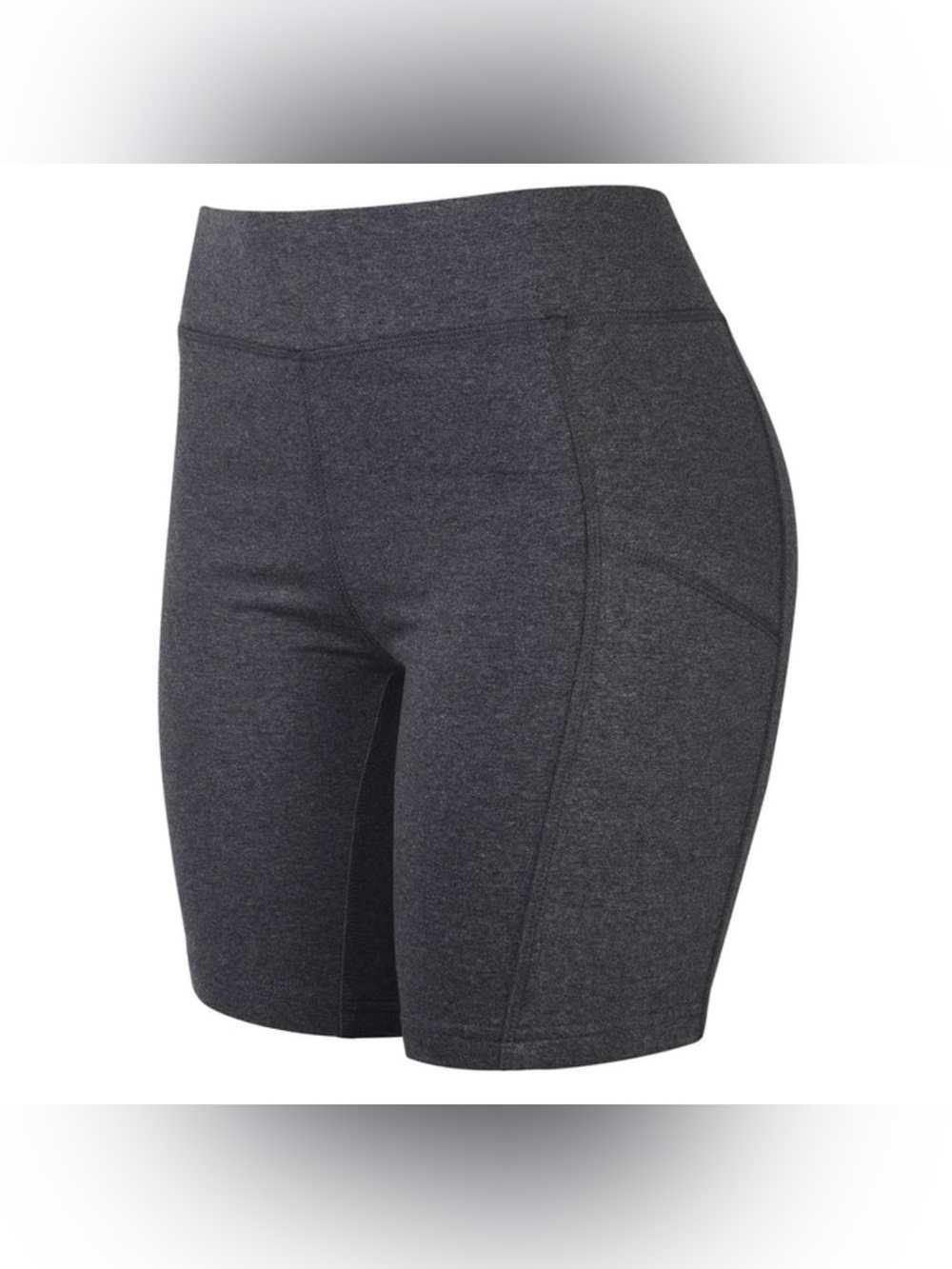 Saresa Women’s High-Waisted Athletic Biker Shorts – Gray – Size M – Pockets